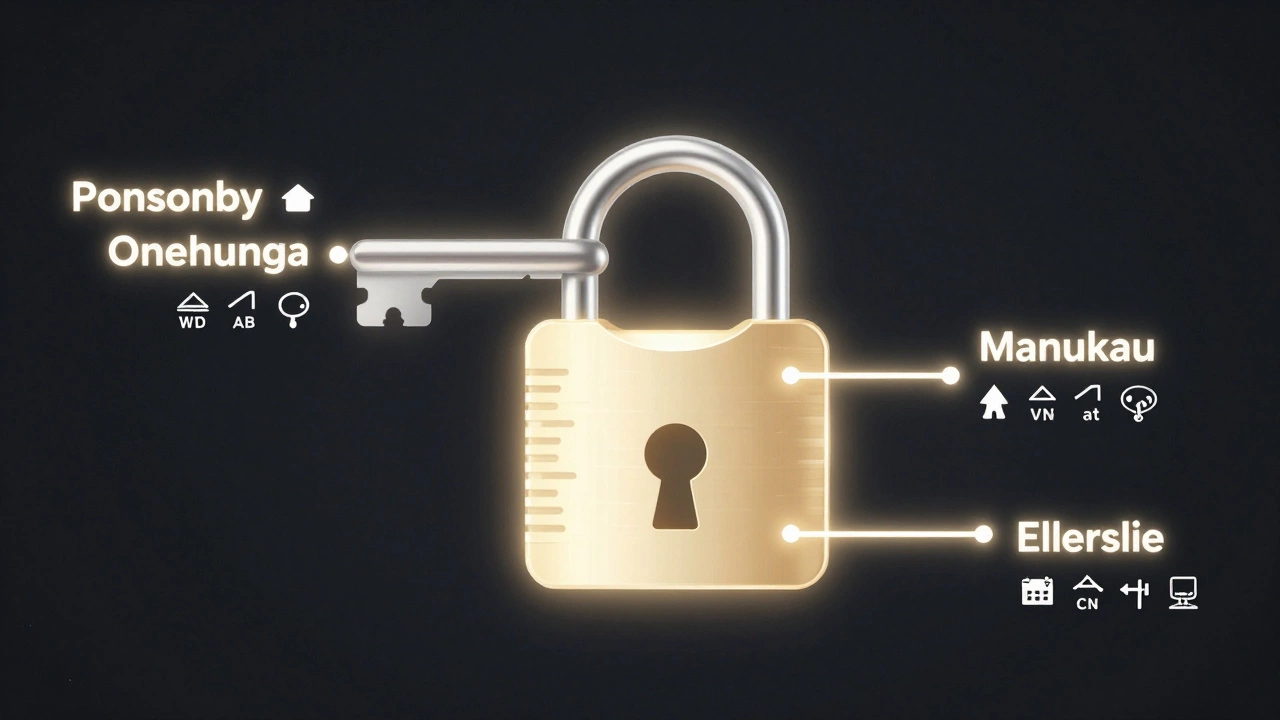 Abstract key made of Auckland suburbs, symbolizing local market expertise.