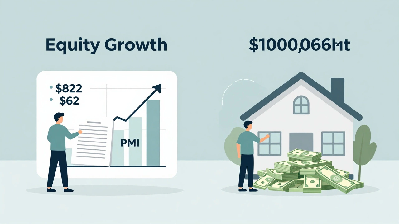 Side-by-side comparison of monthly payments for 3% vs 20% down payments on a 0,000 home.