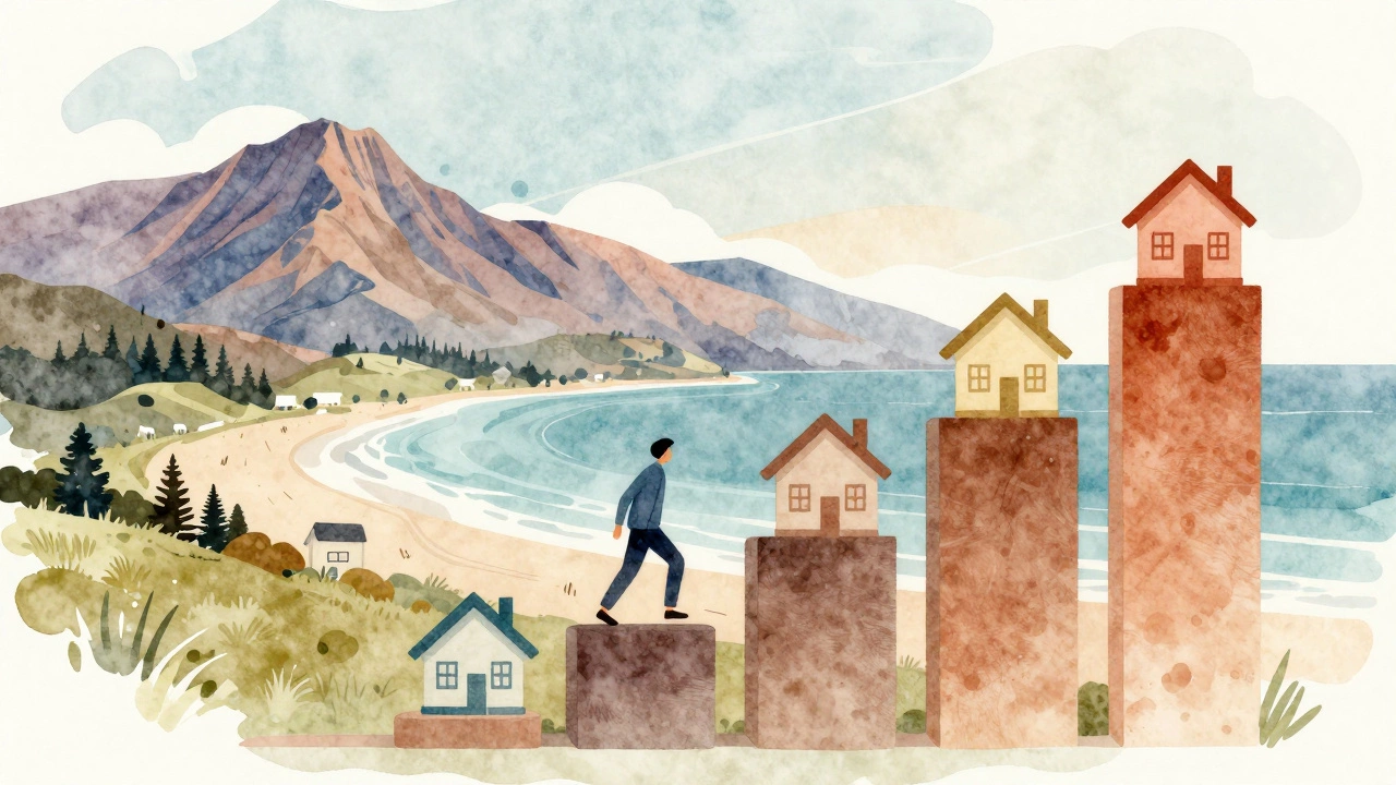 Person climbing staircase symbolizing staircasing in shared ownership.