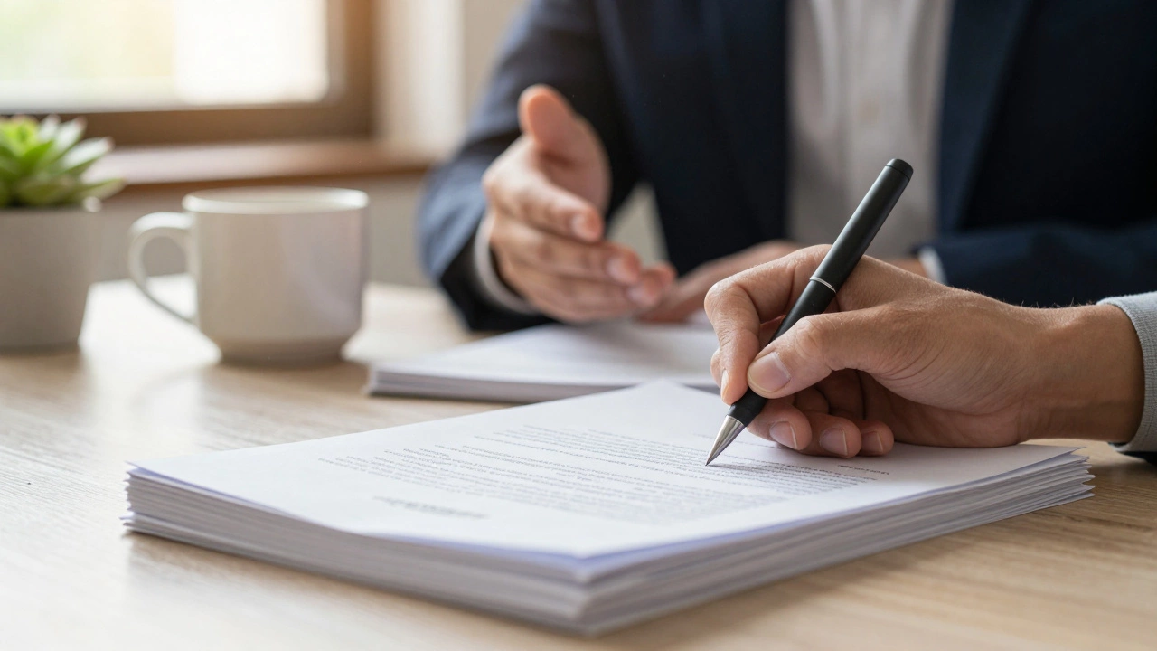 Hands signing documents with a second pair watching